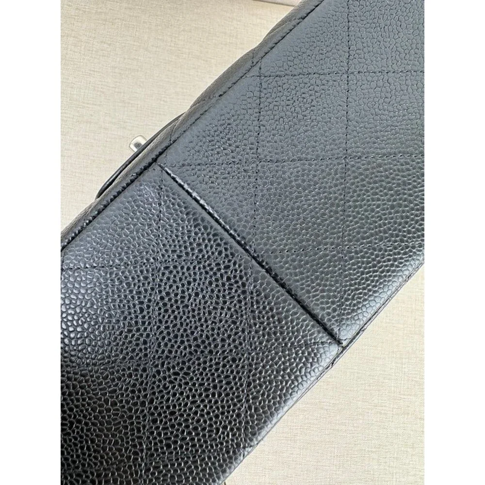 CHANEL Black Caviar Classic Double Flap Jumbo SHW